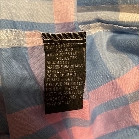 Straightfaded blue and pink short sleeve button down shirt - Picture 4 of 5